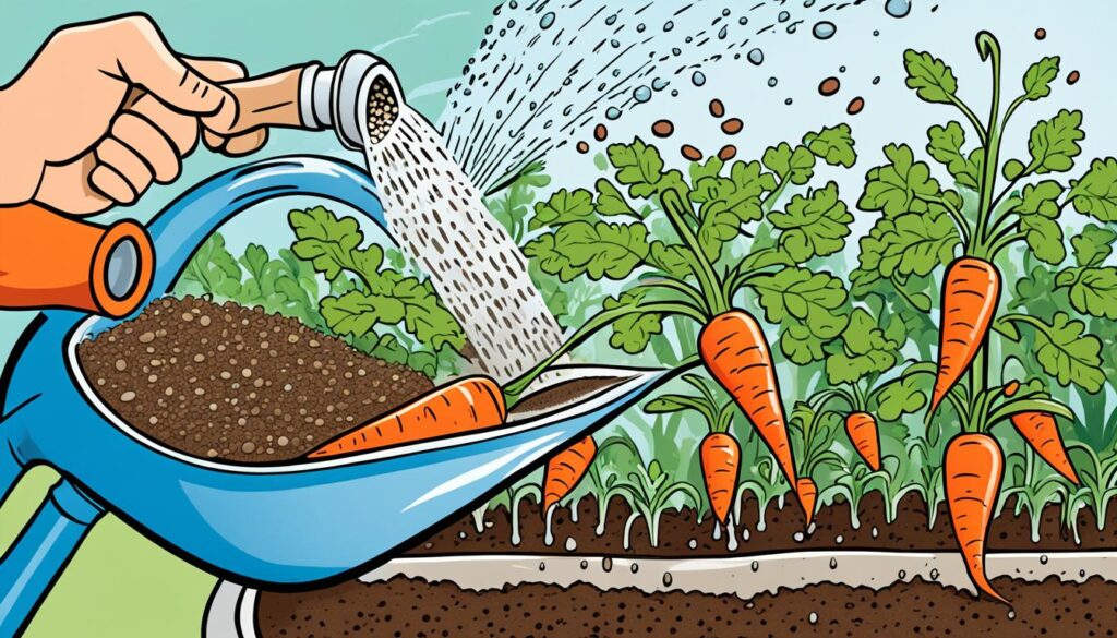 watering carrot seeds